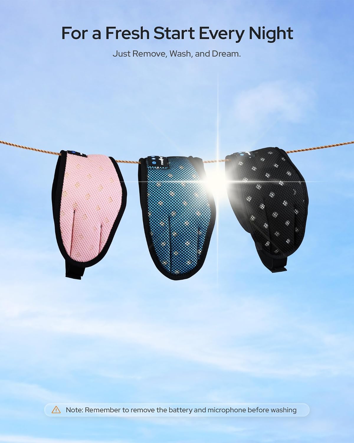 MUSICOZY Bluetooth Sleep Mask Headphones for Side Sleepers | Soft Mesh Eye Masks With Ultra-Thin Speakers, HD Audio, Comfortable Fit For Sleeping, Travel and Relaxation