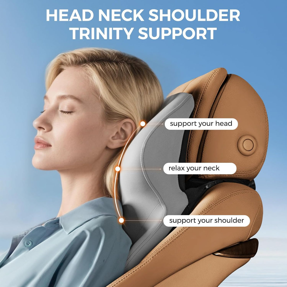 BEBAS Car Headrest Pillow, Ergonomic Neck Pillow with Memory Foam, Black