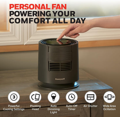 Honeywell QuietSet Personal Sleep Fan Noise Machine with Pink Noise, Black