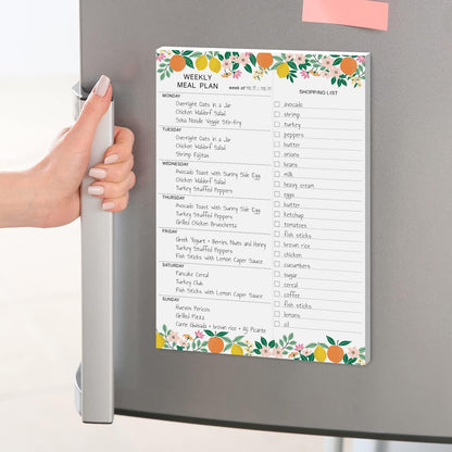Sweetzer & Orange Fruity Weekly Meal Planner and Grocery List Magnetic Notepad. 7x10” Meal Planning Pad with Tear Off Shopping List. Plan Weekly Menu Food for Weight Loss or Dinner List for Family!