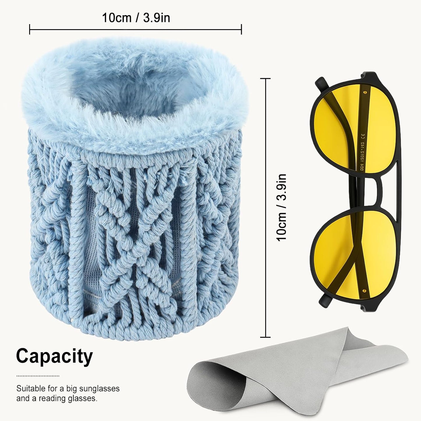 RayLove Glasses Holder for Nightstand, Boho Decor Eyeglass Case, Plush Lined Glasses Holder Stand for Office Desk Organizer