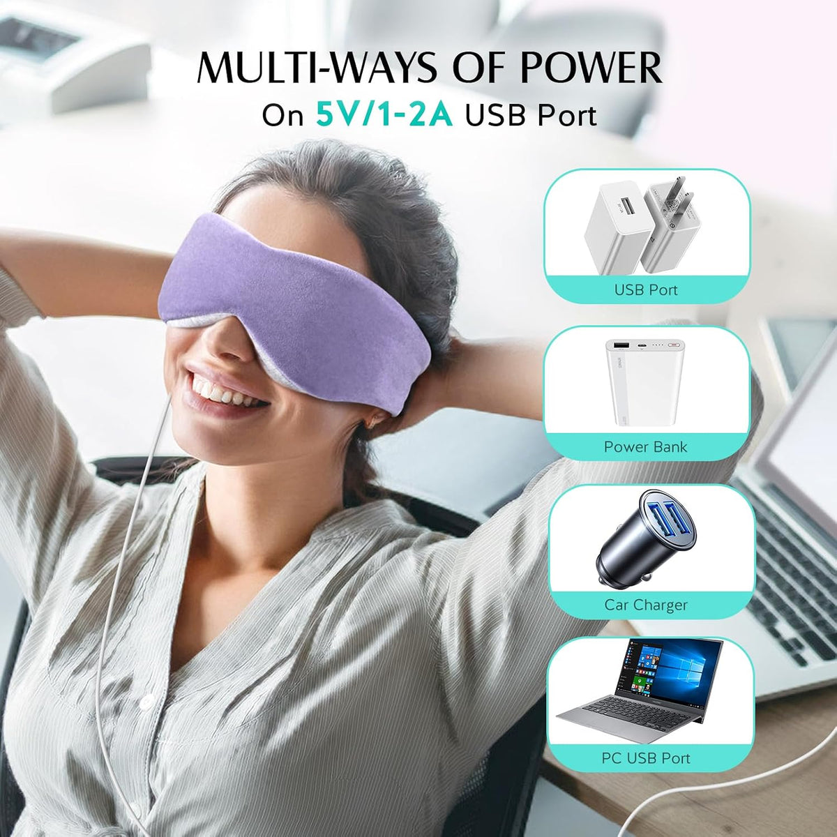YFONG Heated Eye Mask, Warm Eye Compress Mask for Dry Eyes, Sleep Mask