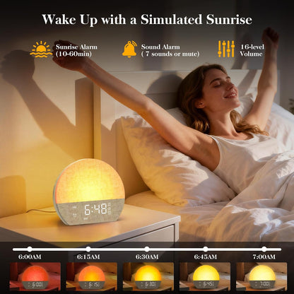 KEPLUG Sunrise Alarm Clock Sound Machine with Dual Alarm for Heavy Sleepers