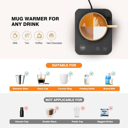 Lesipee Mug Warmer, Coffee Cup Warmer for Desk with Auto Shut Off, Candle Warmer, Electric Beverage Warmer Plate for Tea, Cocoa & Coffee, 2 Temperature Settings, for Office Home