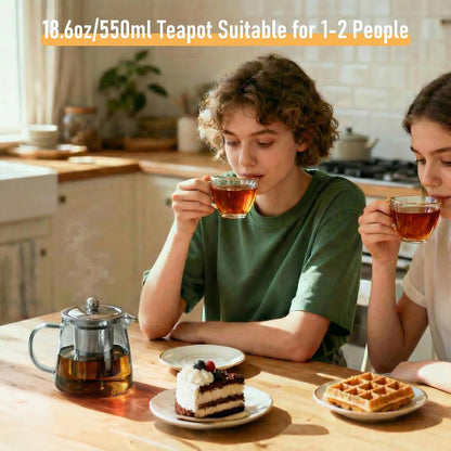 PARACITY Glass Teapot Stovetop 22 OZ/650ml, Tea pot with Removable 18/8 Stainless Steel Infuser, Borosilicate Clear Tea Kettle, Teapot Blooming and Loose Leaf Tea Maker Tea Brewer for Camping, Travel | Clear small tea kettle with infuser and tea pot with