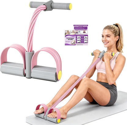 Foot Pedal Resistance Bands with Handles, Multifunction Elastic Yoga Exercise Bands, Home Gym Fitness Equipment for Women & Men to Tone Abs, Core, Legs, Arms, Waist