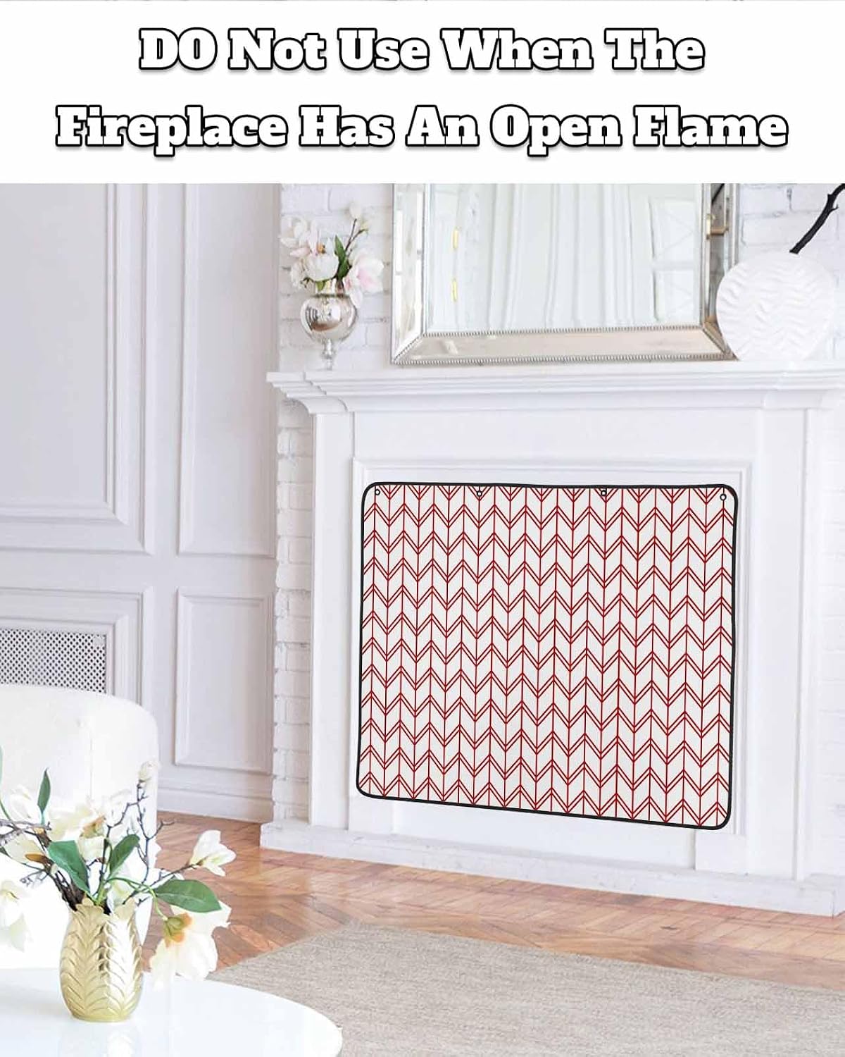 Magnetic Fireplace Cover Blue Geometric Waves Fireplace Screen Decorative Abstract Stripes Insulation Fireplaces Blocker Blanket Save Energy Fireplaces Draft Stopper Covers for Living Room 45x34 Inch