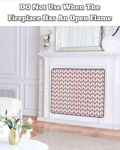 Magnetic Fireplace Cover Blue Geometric Waves Fireplace Screen Decorative Abstract Stripes Insulation Fireplaces Blocker Blanket Save Energy Fireplaces Draft Stopper Covers for Living Room 45x34 Inch