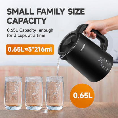 0.6L Small Travel Electric Kettle Smart Tea Coffee Kettle | 800W,6 Temperature Control,304 Stainless Steel,Dual Voltage 110-240V,12H Keep Warm