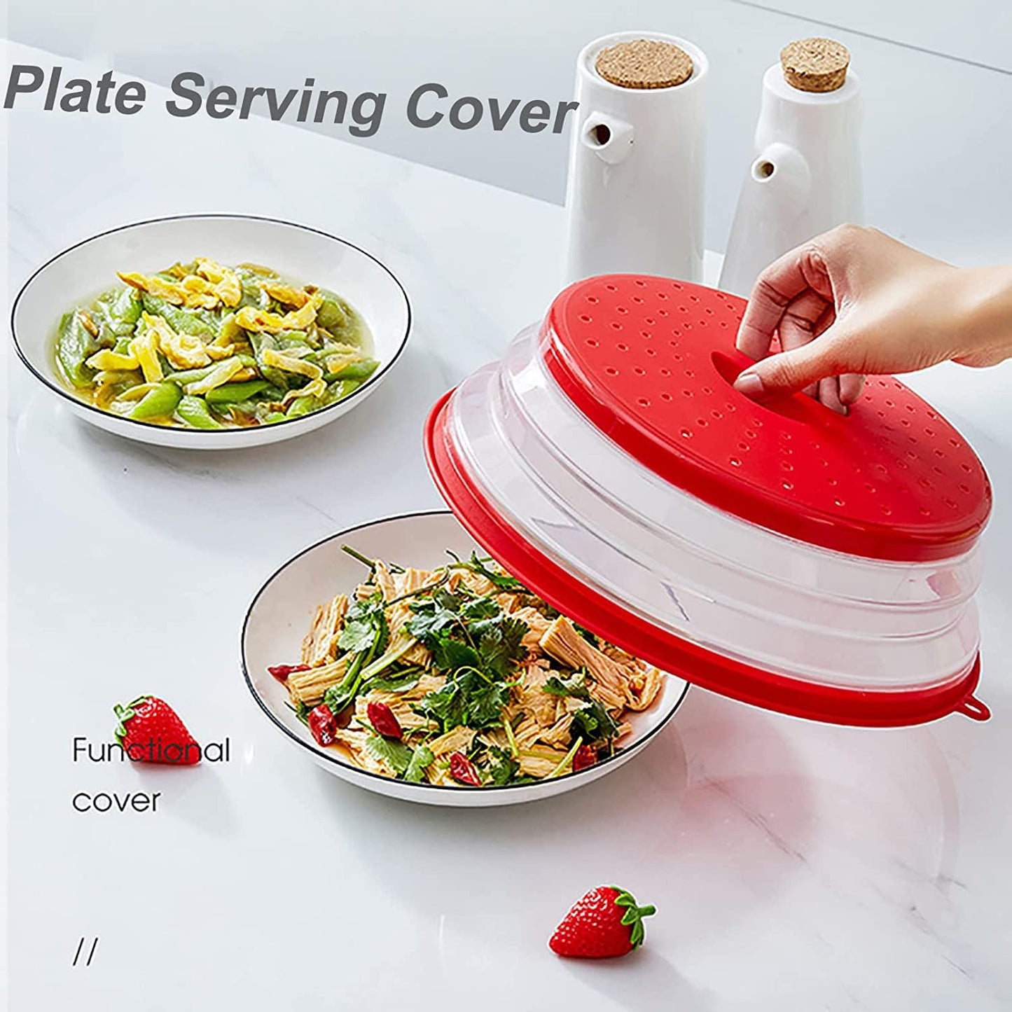12“ Large Microwave Splatter Cover & Silicone Mat,12 Inchs Vented Collapsible Guard dish Plate lid & Round Kitchen mat for food