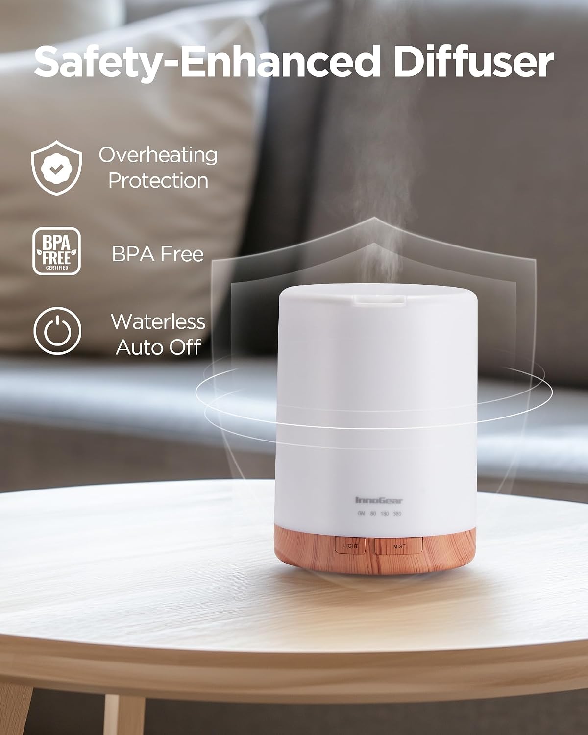InnoGear 300ml Essential Oil Diffuser for Home Scent Humidifier, Yellow