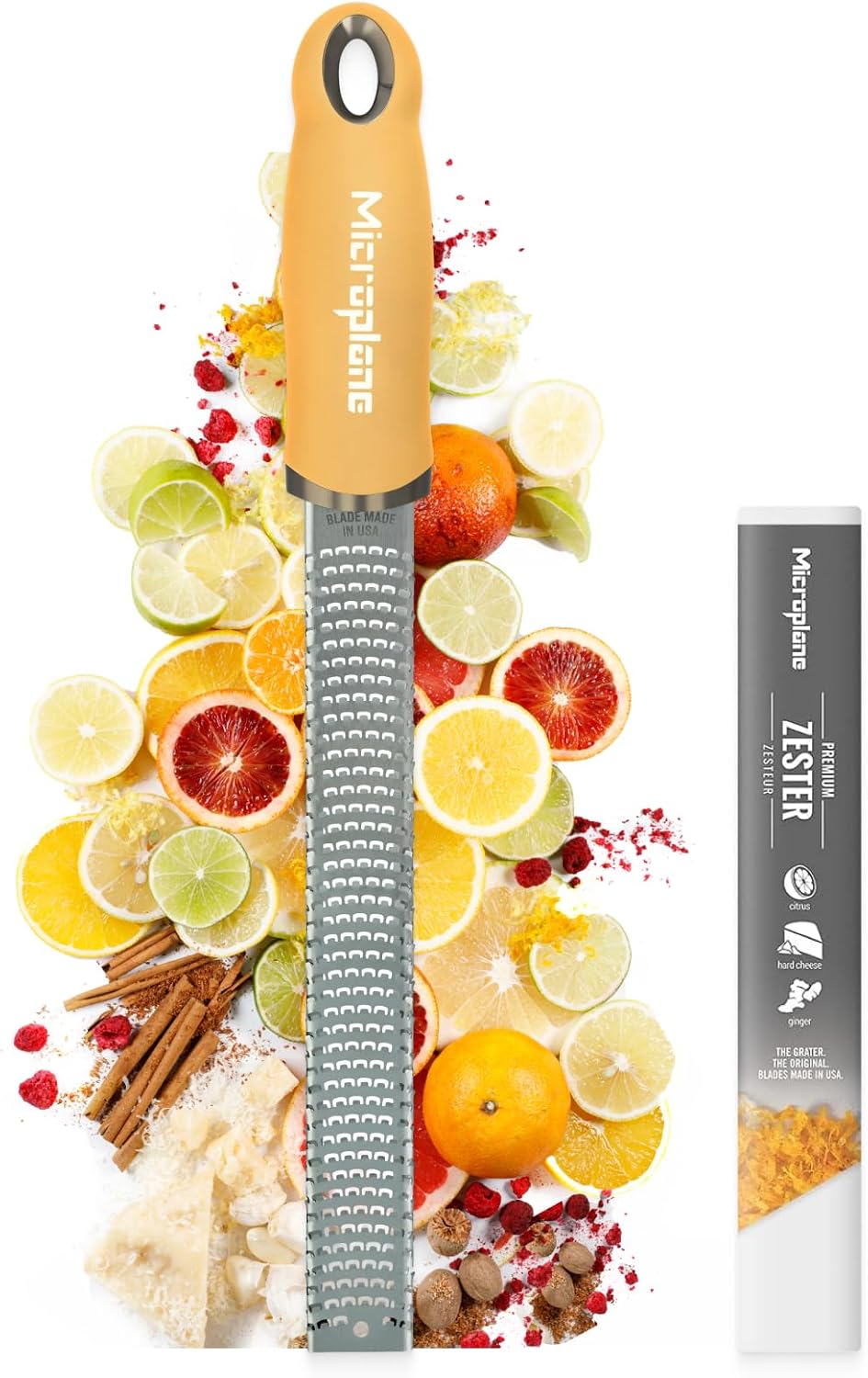 Premium Classic Series Zester - Lipstick Pink | Lemon Zester tool, Hard Cheese & Vegetable Grater | For Citrus, Parmesan Cheese, Garlic, Ginger, Nutmeg | Fine Stainless Steel Blade, Made in USA