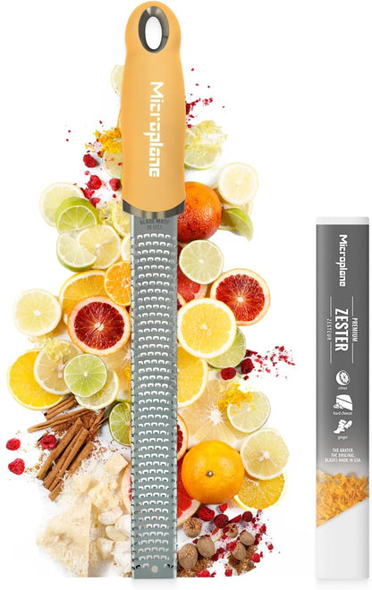 Premium Classic Series Zester - Lipstick Pink | Lemon Zester tool, Hard Cheese & Vegetable Grater | For Citrus, Parmesan Cheese, Garlic, Ginger, Nutmeg | Fine Stainless Steel Blade, Made in USA