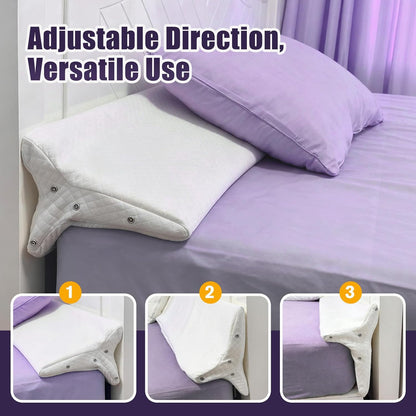 JZHLLA Triangle Bed Gap Filler Queen High Density Foam Headboard Gap Filler Pillow with 2 PCS Pockets and Removable Washable Cover, Prevent Items from Falling