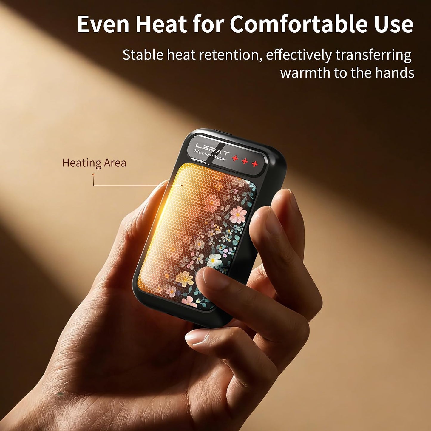 Lerat Hand Warmers Rechargeable, Electric Hand Warmers Reusable- Fast Heating Hand Warmer with 3 Heat Settings, Portable Hand Warmers Gifts for Women, Great for Hunting Camping Hiking
