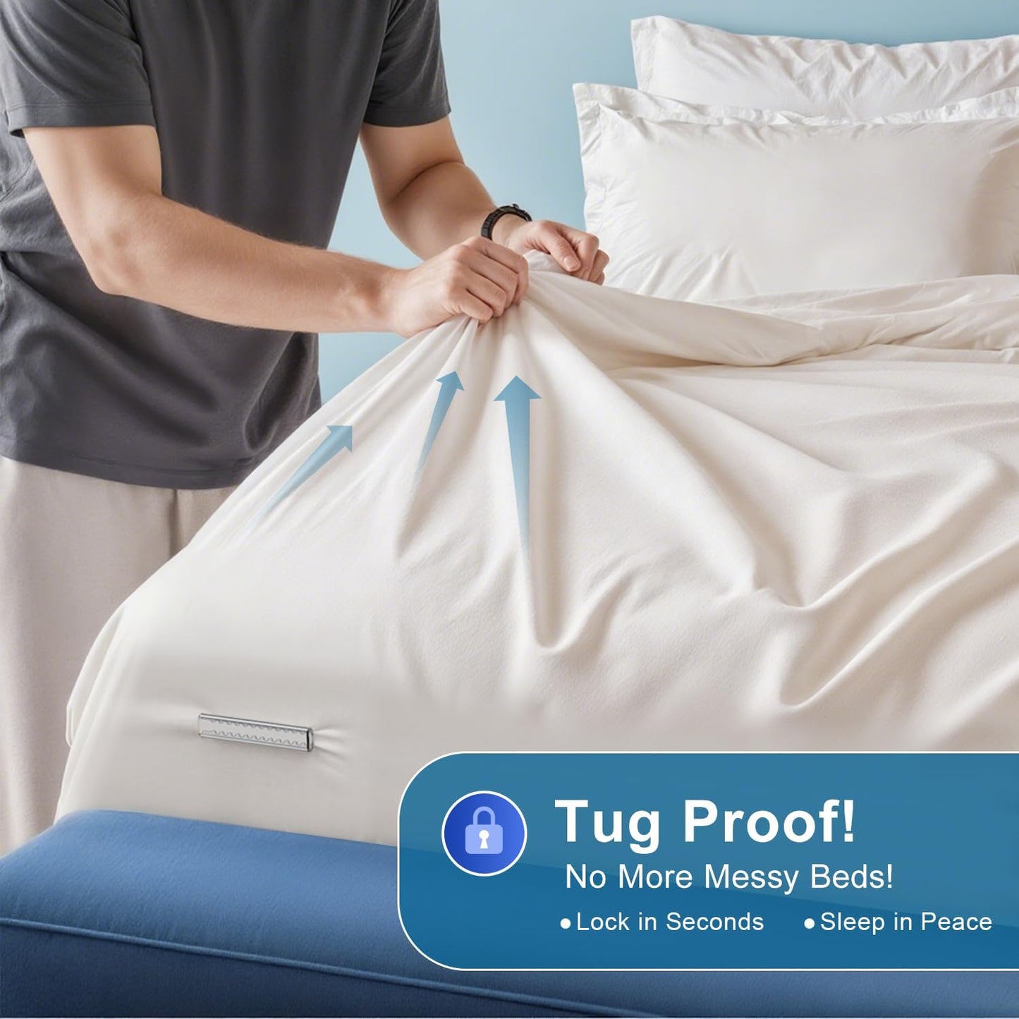 Lock Sheet Holders Keep Sheets Firm & Tight, Heavy Duty Bed Sheet Holder Straps for Corners, No More Loose Sheets or Wrinkles, Strong Grip Universal Sheet Clips, White