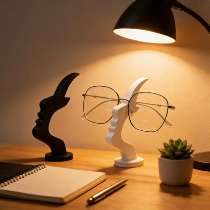 2-Pack Face-Shaped Glasses & Sunglasses Holder Stand for Desk | 2-pack face-shaped glasses holder stand for eyeglasses, sunglasses, desk, nightstand, office and home decor display.