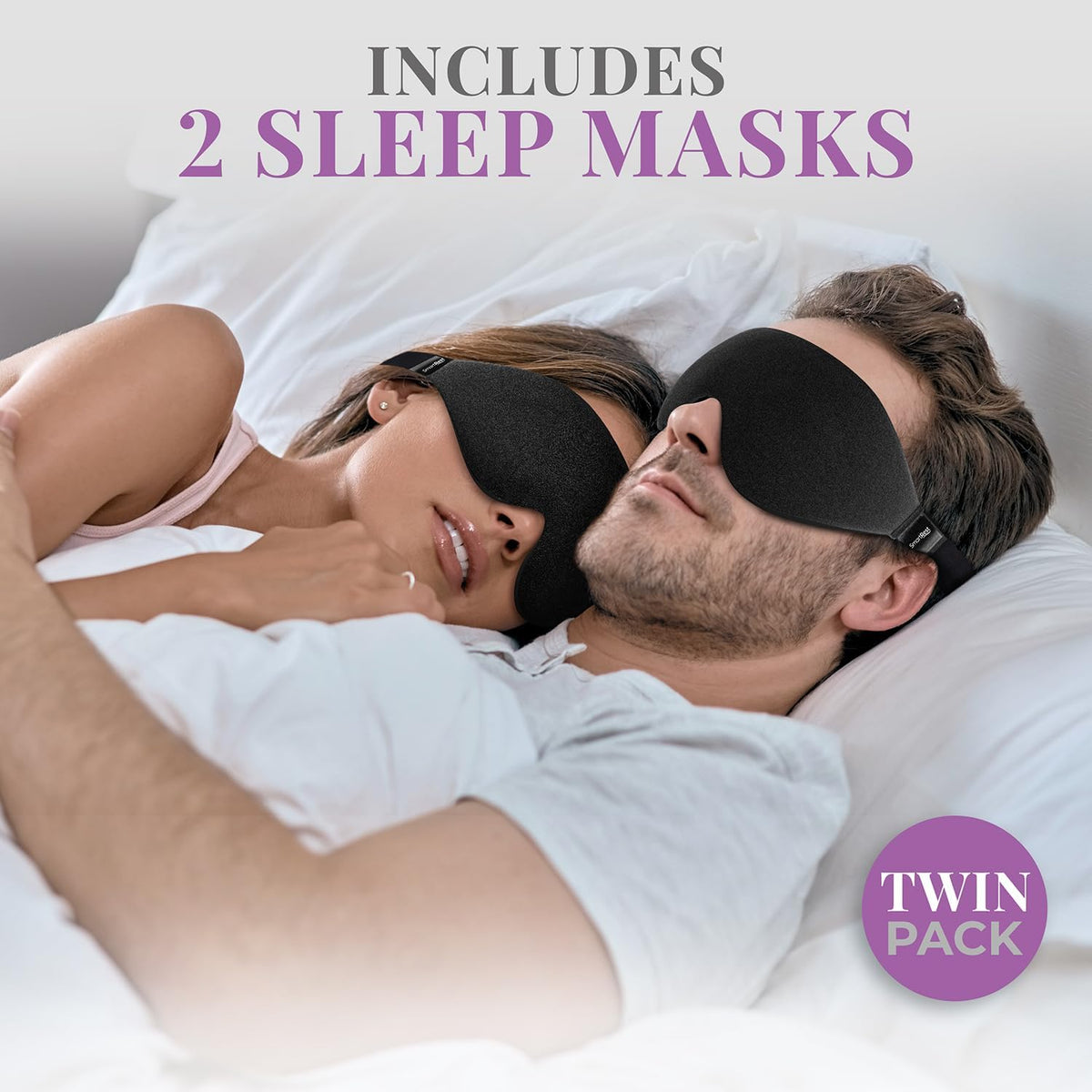 Sleep Mask [2 Pack] - Eye Mask for Sleeping - Ultra Lightweight for Side Sleepers, Contoured, 100% Blackout Sleeping Masks for Women and Men, Blindfold and Eye Covers - S1 Black