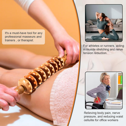 KintKita Wood Therapy Massage Tools,Back Wooden Massage Roller Rope Tool Maderoterapia Kit Professional Cellulite Massager for Body Shaping, Contouring,Back Neck Leg Muscle Relief