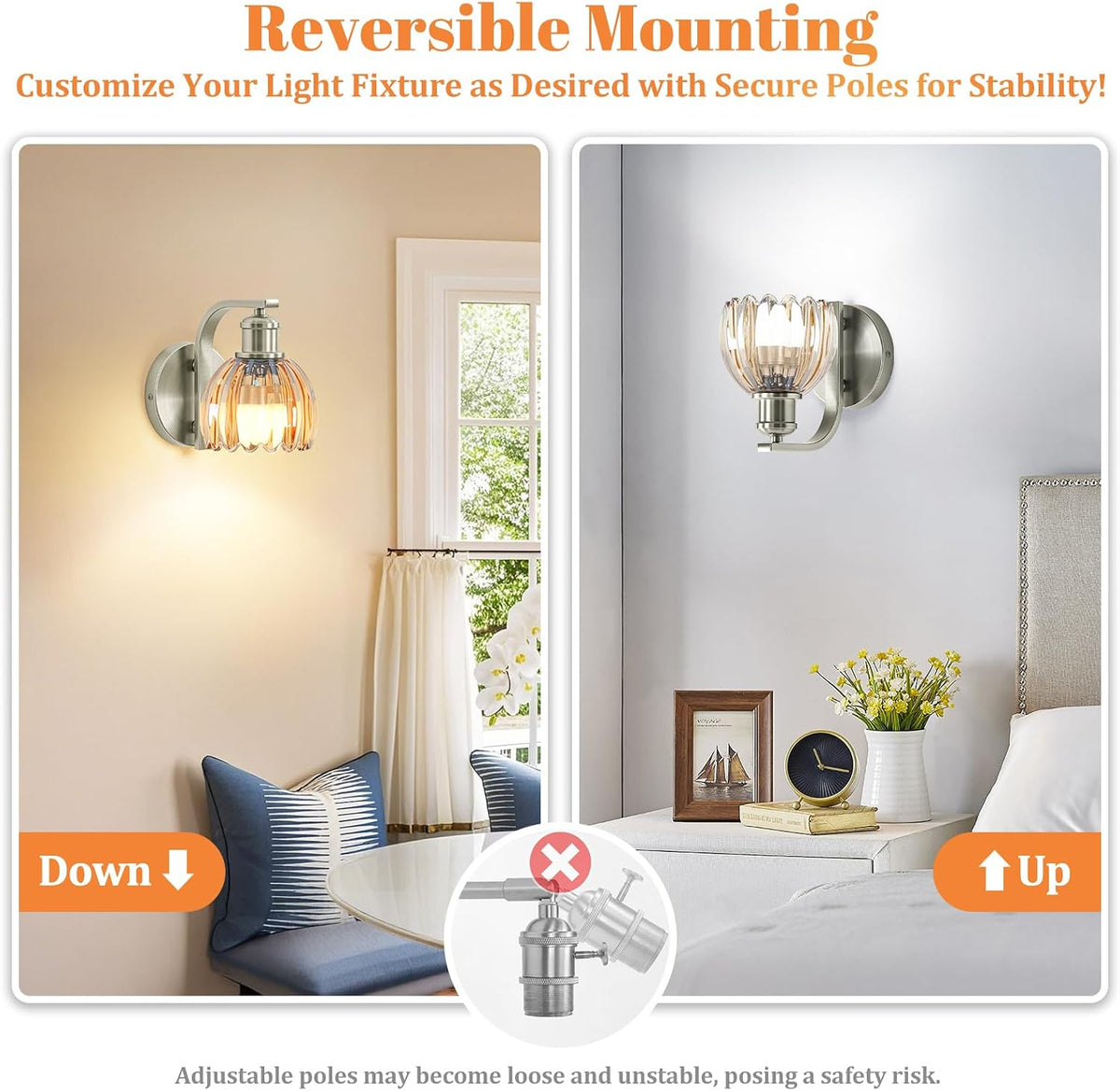 Vintage Battery Operated Wall Sconce, Wireless Wall Lights with Bulbs