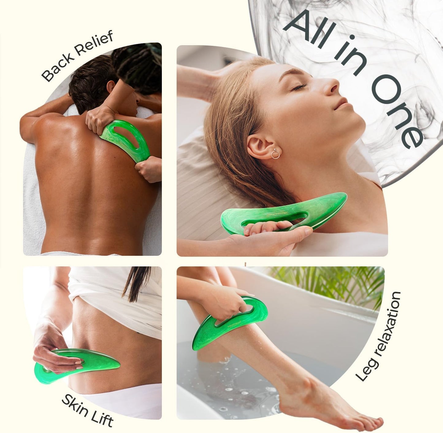 Scienlodic Gua Sha Massage Tool with Handle (Resin) Larger Guasha Scraping Tool for Back Neck Face Leg Massage, Lymphatic Drainage, Cellulite Remove - Large