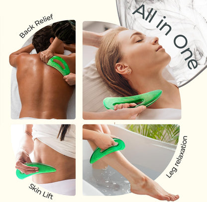 Scienlodic Gua Sha Massage Tool with Handle (Resin) Larger Guasha Scraping Tool for Back Neck Face Leg Massage, Lymphatic Drainage, Cellulite Remove - Large