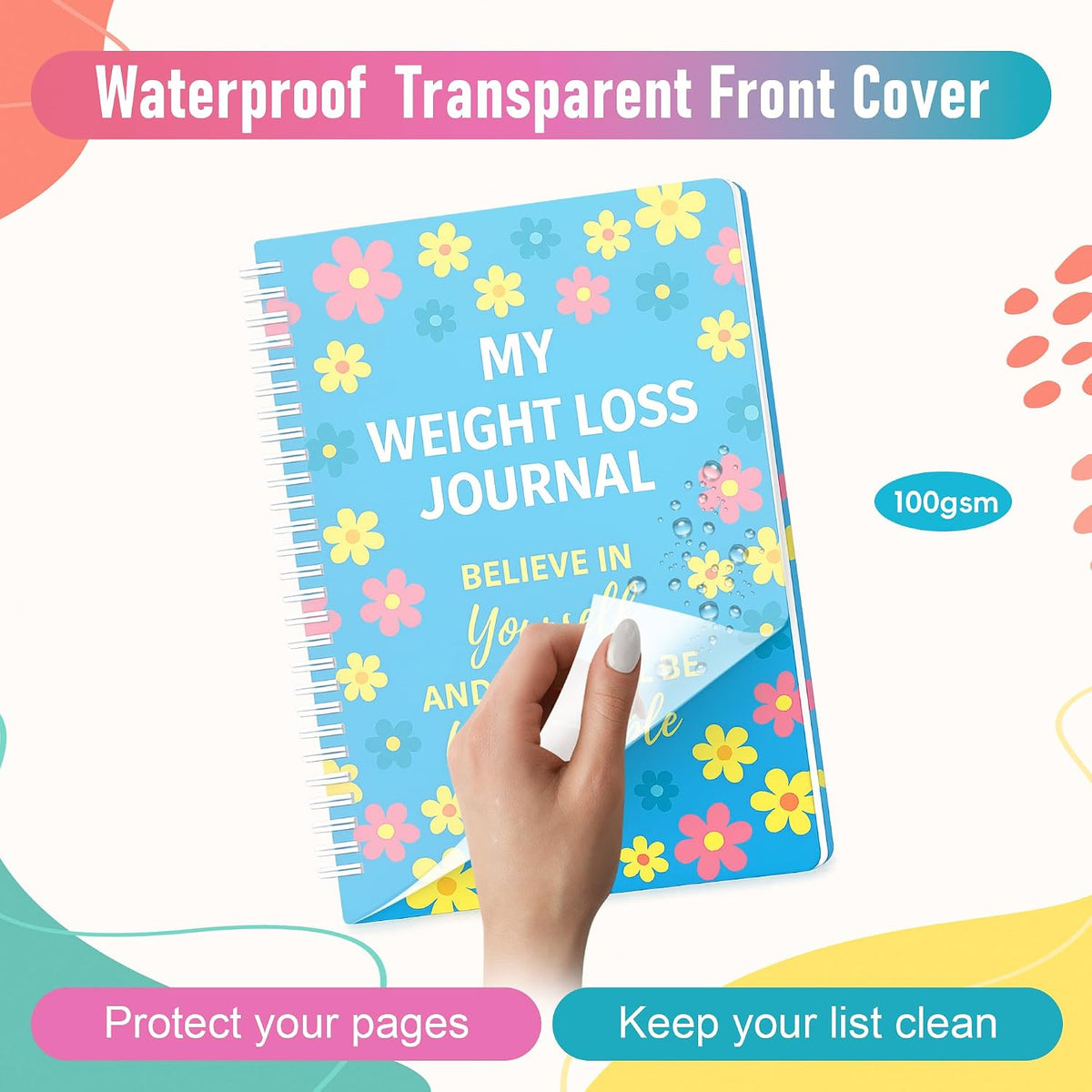 90-Day Weight Loss Planner – Spiral Bound Fitness & Wellness Journal with Daily & Weekly Trackers, Meal Planning, Habit & Workout Logs, 100 GSM No-Bleed Paper, Waterproof PVC Cover