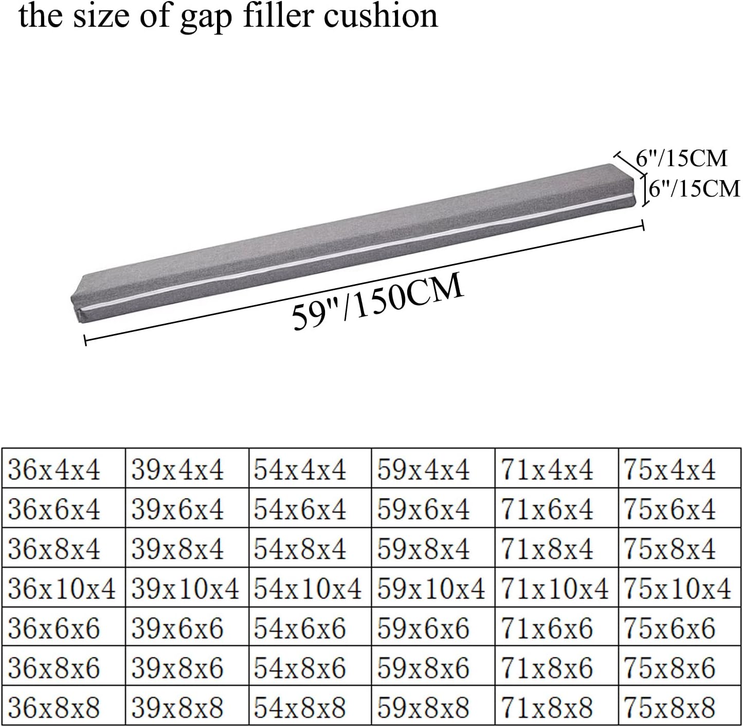 SAMTY Bed Gap Filler for headboard Space Gap Filler Bolster Stopper 54x6x4 | Full Bed, Closes Gaps Between Headboard And Mattress With Supportive Foam And Removable Washable Linen Cover