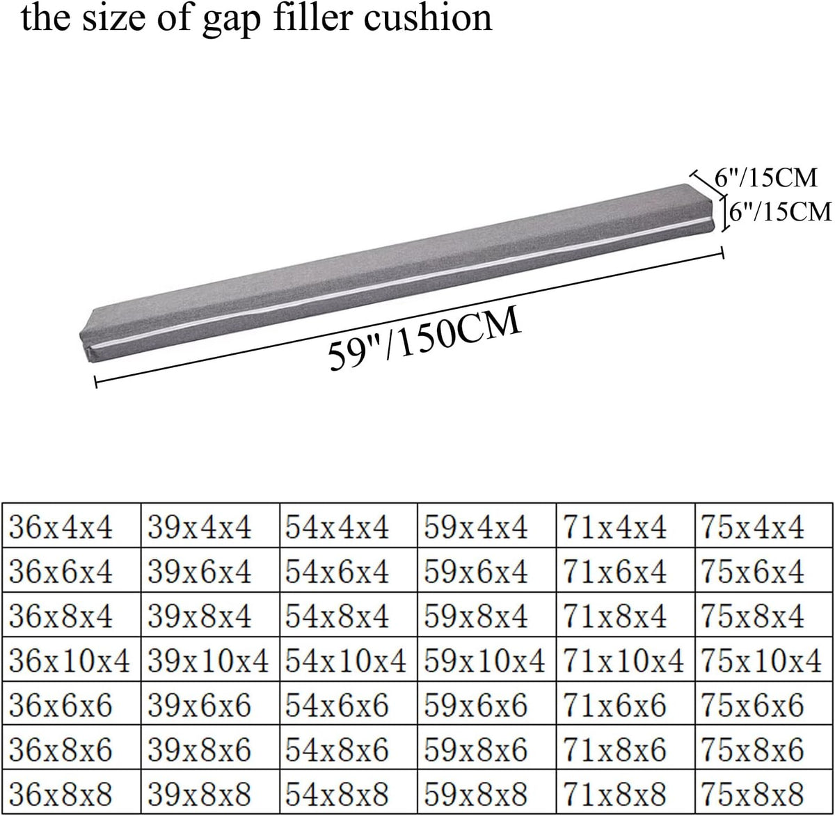 SAMTY Bed Gap Filler for headboard Space Gap Filler Bolster Stopper 54x6x4