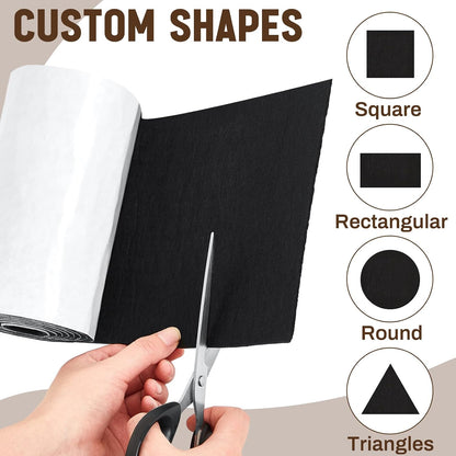 Fullhawl Large Felt Furniture Pads 8 x 60 Inch Non Slip Self Adhesive Heavy Duty Cuttable Strip Roll Felt Sheet Tape for Protecting Hardwood Floors Chair Wall, White