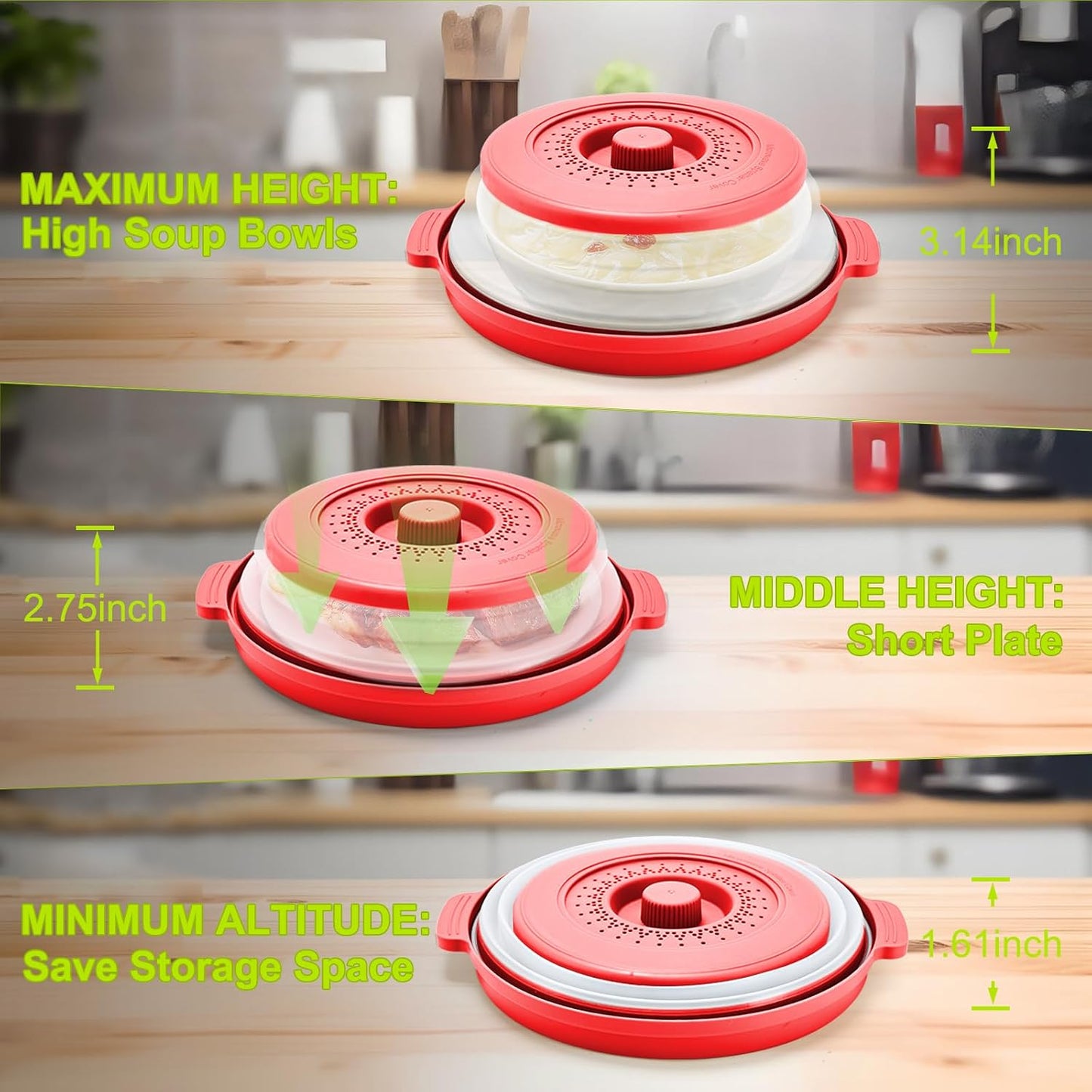 2 Pack Microwave Splatter Cover & Anti-scald Plate,Collapsible Plastic & Silicone Microwave Cover for Food with Vented,Kitchen Dish Guard Cover for Meal Prep,Home Apartment Essential