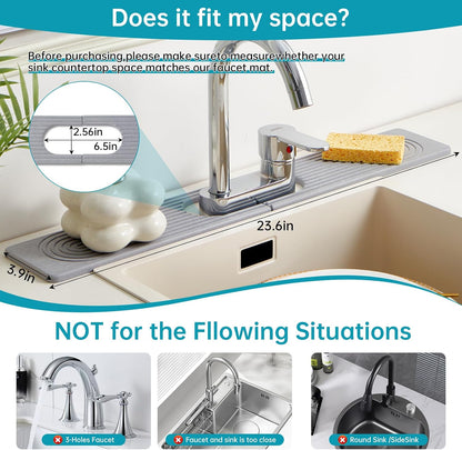 Stone Faucet Mat for Kitchen Sink Oval Hole Bathroom sink splash guard | Water-Absorbing Diatomite Stone Drying Mat & Sink Protectors Absorbent Stone Tray for Bathroom Counter, Oval Hole 6.5" x 2.5"
