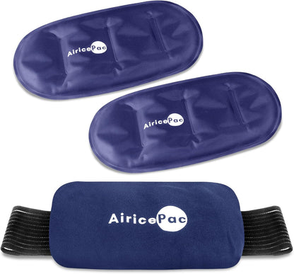 AiricePac Ice Packs for Injuries Reusable (3-Piece Set) Hot Cold Gel Wraps for Joint Pain, Muscle Soreness, Adjustable & Flexible for Back, Knees, Shoulders, Arms and Legs