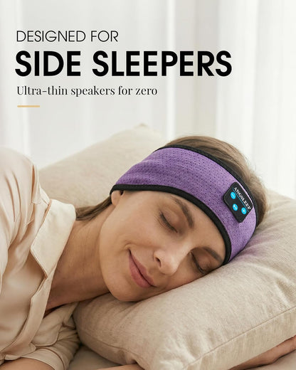 Sleep Headphones Bluetooth 5.4 Headband, Wireless Sleep Headphones with Ultra-Thin Stereo Speakers for Side Sleepers, Breathable & Soft Sports Headband for Running Exercise, Yoga, Travel