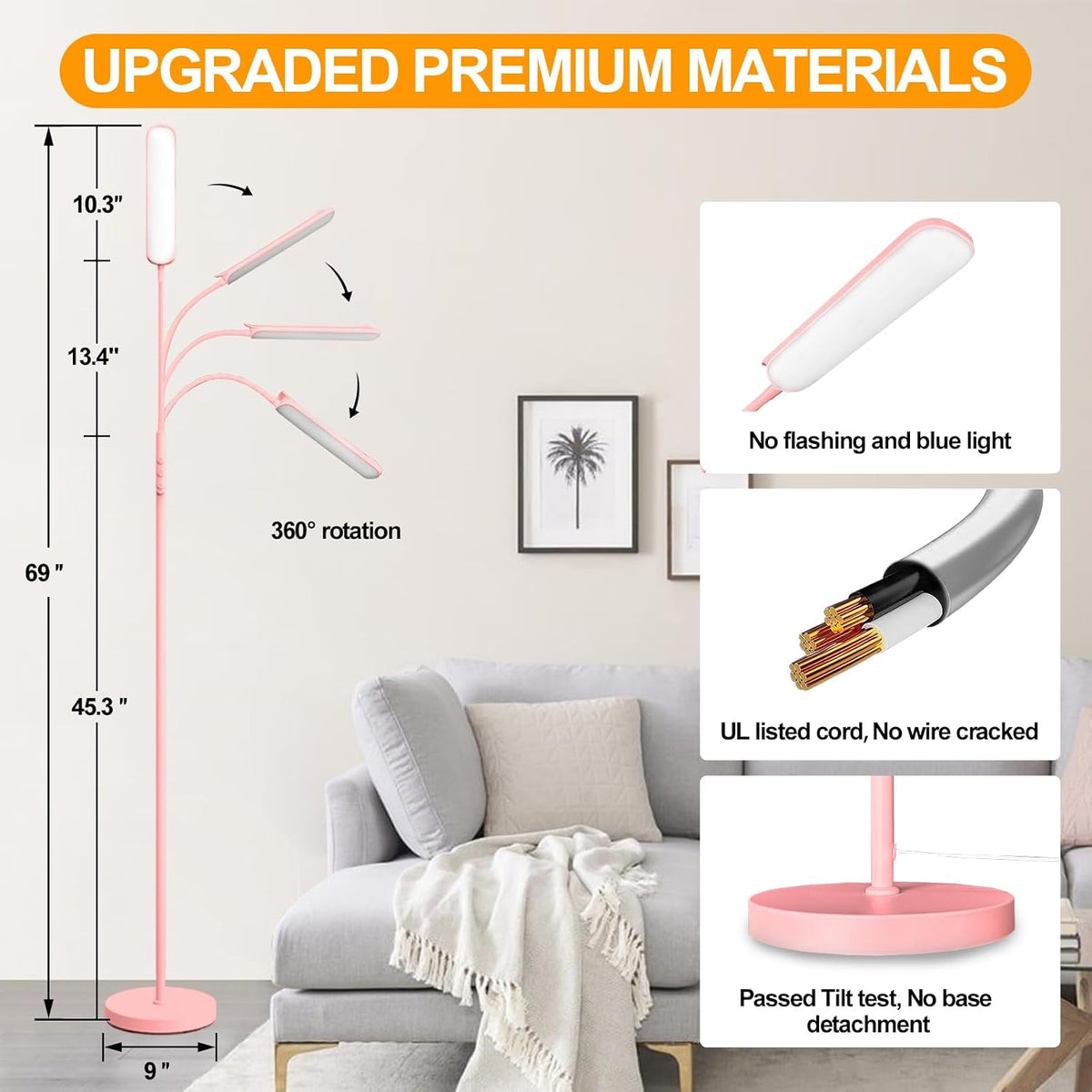 marctronic Floor Lamp, 18W 1800LM Super Bright LED Floor Lamp with Remote & Works with Smart Plug, Dimmable Timing Eye Caring Reading Lamps Floor Standing for Living Room Bedroom Office