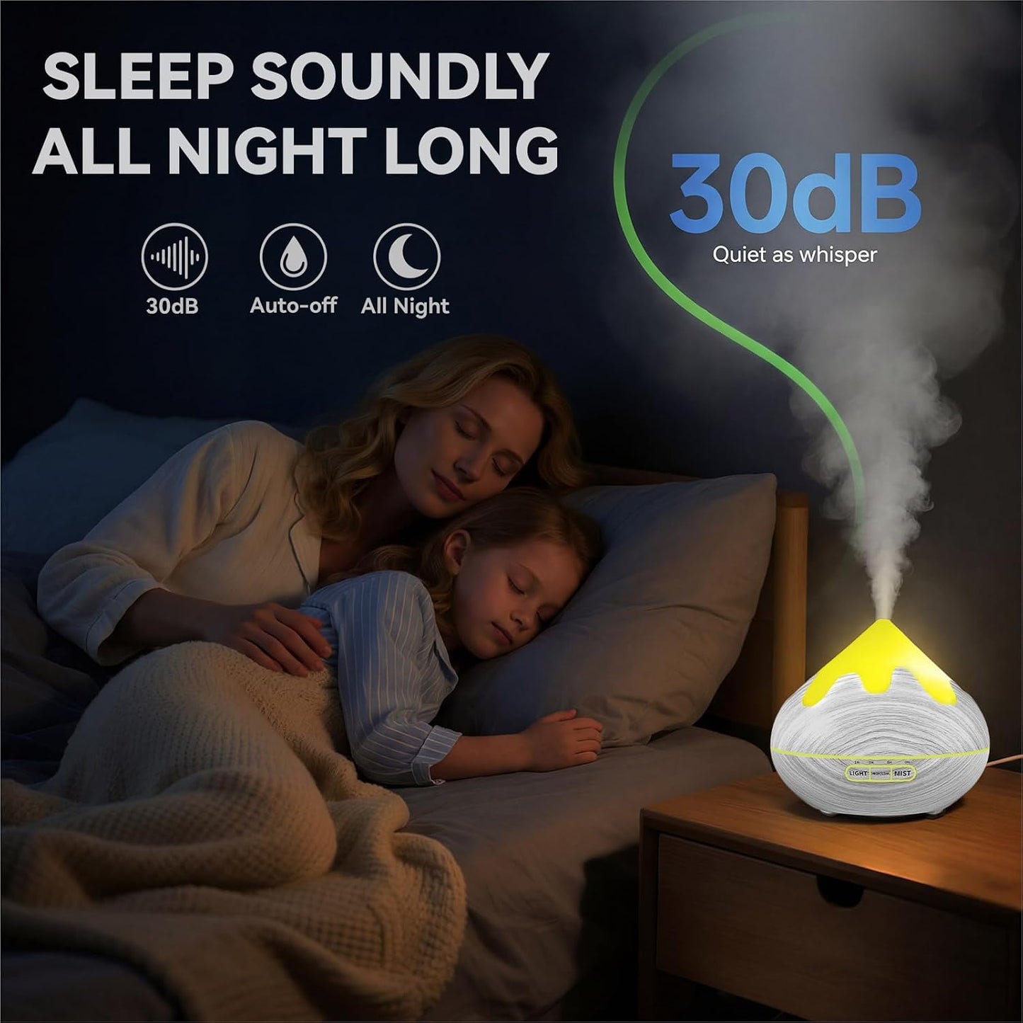 500ML Essential Oil Diffuser, Aromatherapy Diffuser with Remote Control, Multifunctional Air Diffusers for Home Office Room, Fragrance Aroma Diffuser with 7 Color LED & 2 Mist Mode, Brown