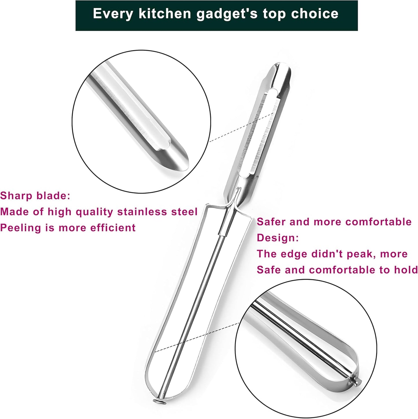 Potato Peelers for Kitchen, 2 Pcs, Just Like Mom's old steel Peeler | for Swivel,Metal,Original,Vegetable,Carrot,left and right handed