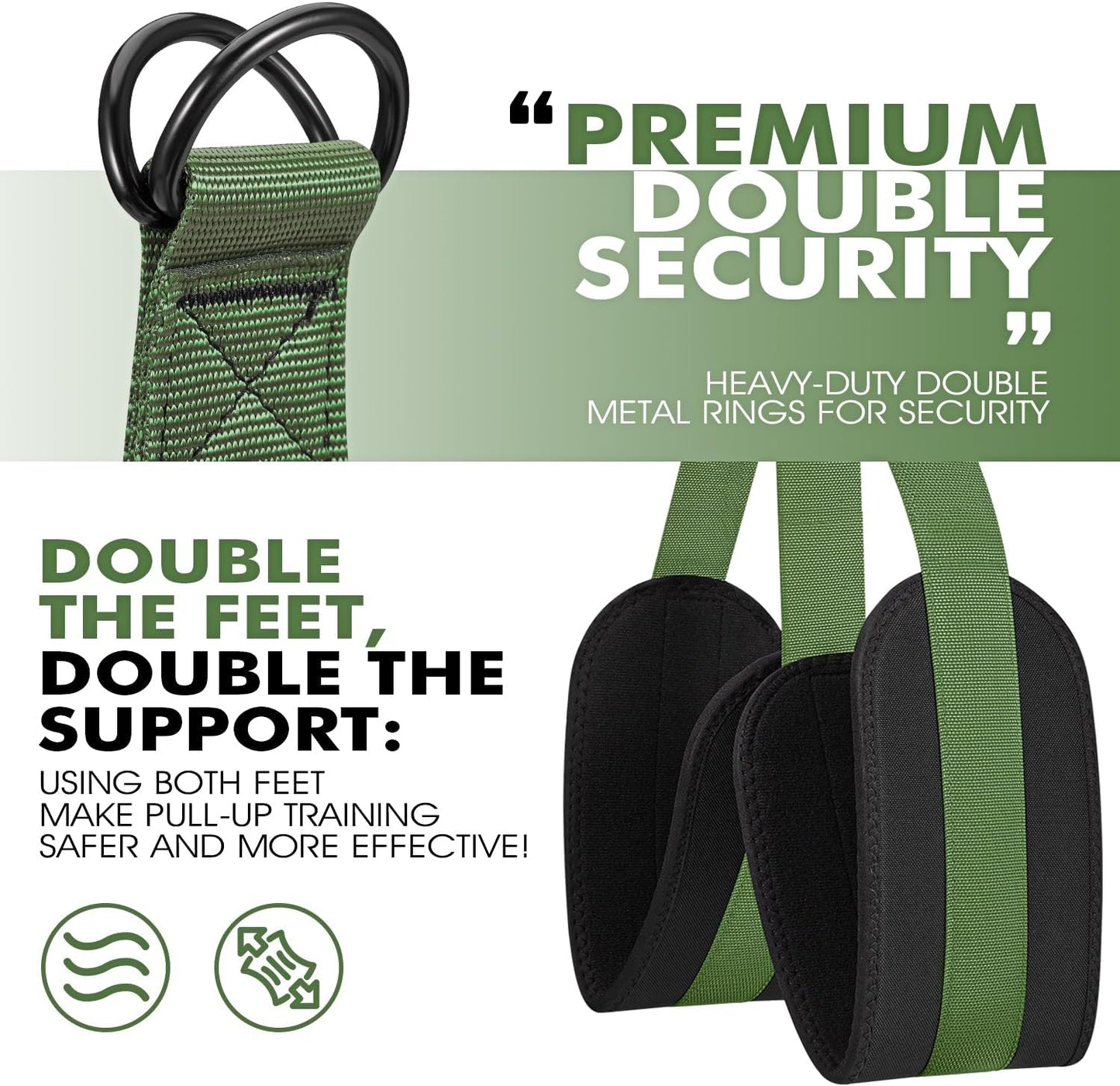HPYGN Two Foots Pull Up Assistance Bands, Heavy Duty Resistance Band for Pull Up Bar, Adjustable Weight/Size with Fabric Feet/Knee Rest, Bands for Pull Up Assist for Strength Training, Pull Up