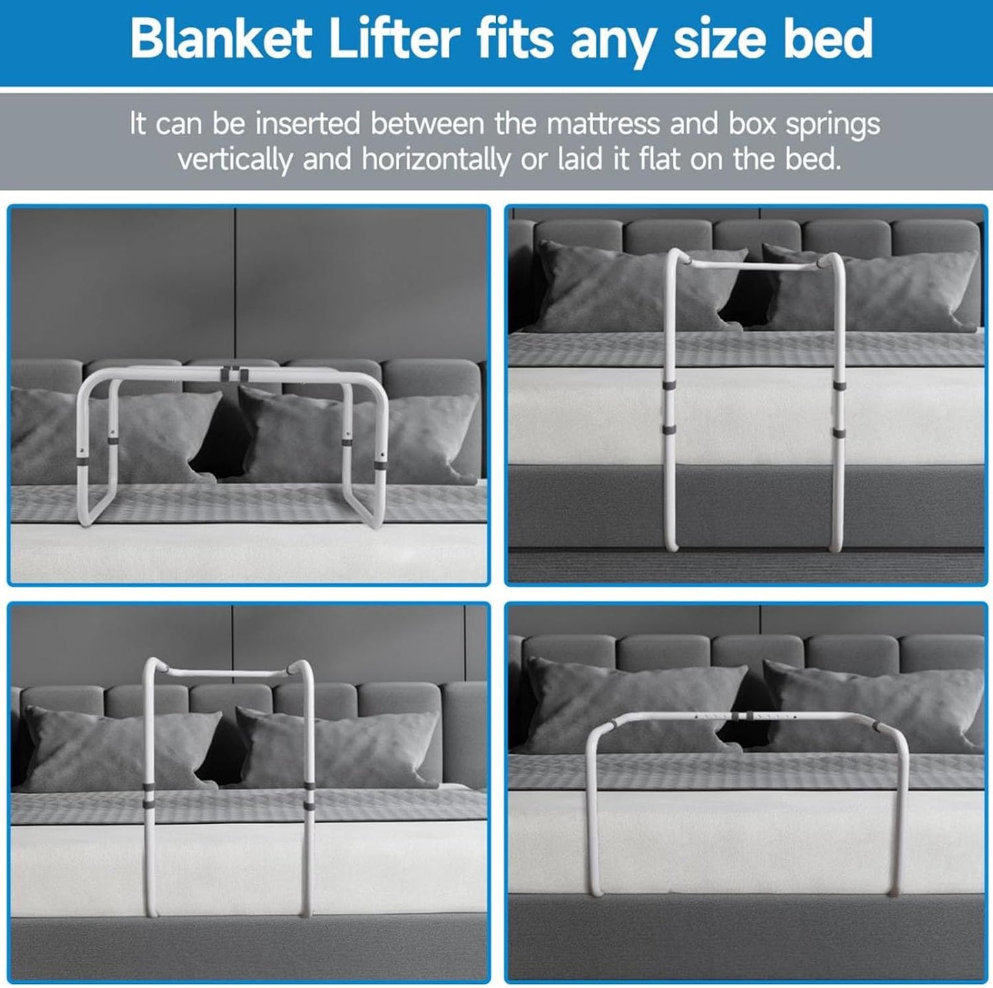 Blanket Lifter for Feet, Adjustable Sheet Riser with 4 Clips, Foot Tent Blanket Support Holder for Surgery Recovery, Aluminum Alloy Frame for Pressure Relief and Comfort