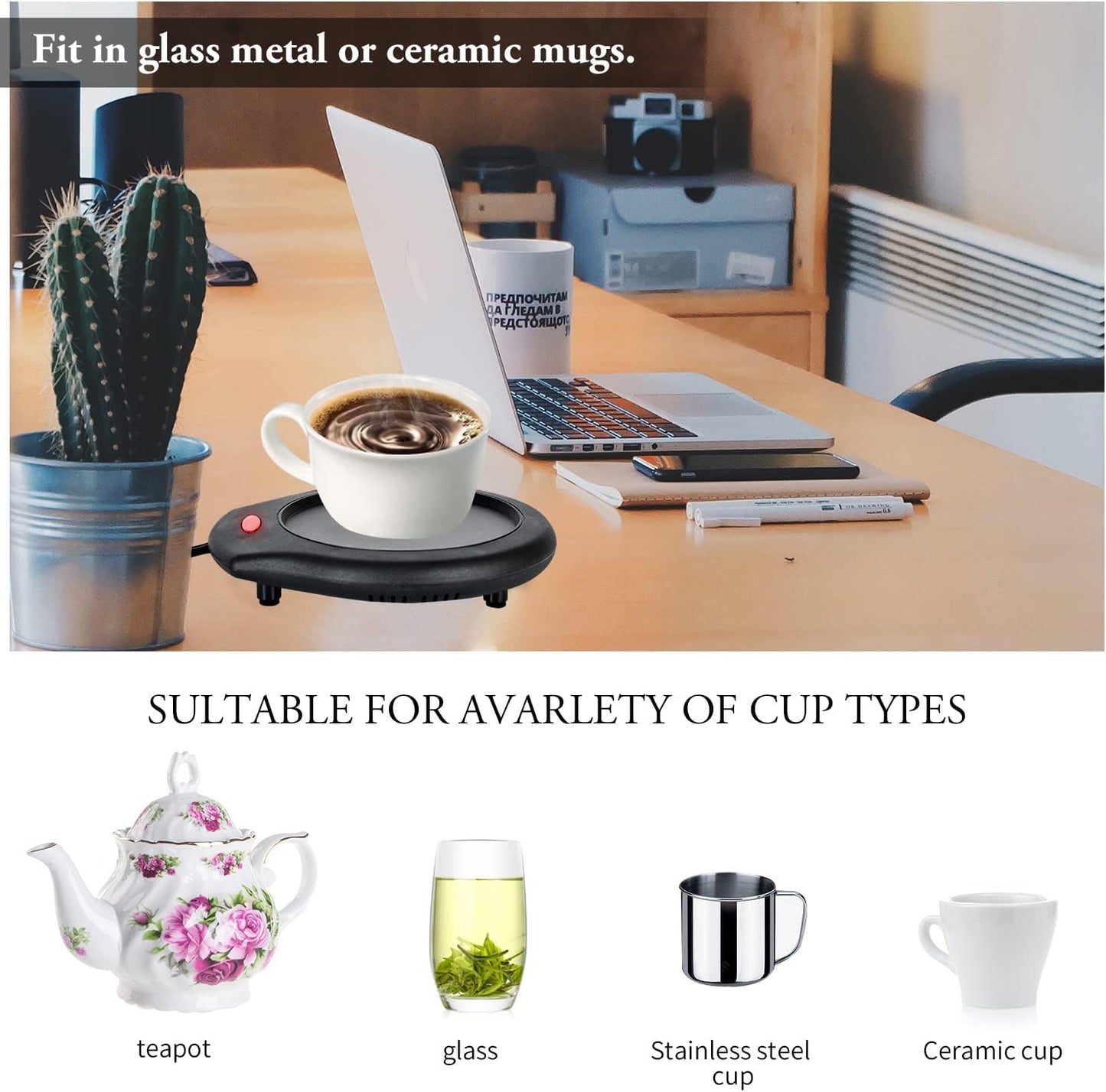 ASAWASA Candle Warmer for Large Jar, Coffee Mug Warmers | Safely Releases Scents Without a Flame, Melt Candle Quickly, Enjoy Your Warm Coffee Tea. Gifts for Festival Birthday Women