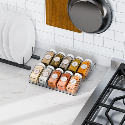 8 Pack Adjustable In Drawer Spice Organizer - Expandable From 11'' to 22'' - Acrylic Drawer Seasoning Organizer,Clear Spice Organization Tray for Cabinet Drawers Condiment,Nail Polish and Jar