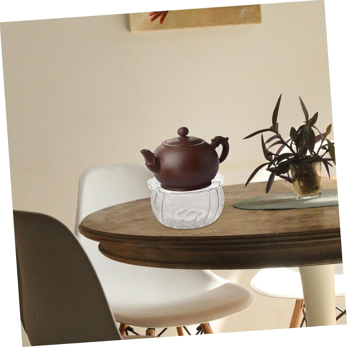 LIFKOME Glass Tea Warmer Elegant Candle Powered Teapot Heater Base for Loose Leaf Blooming Tea Easy to Clean Glass Design