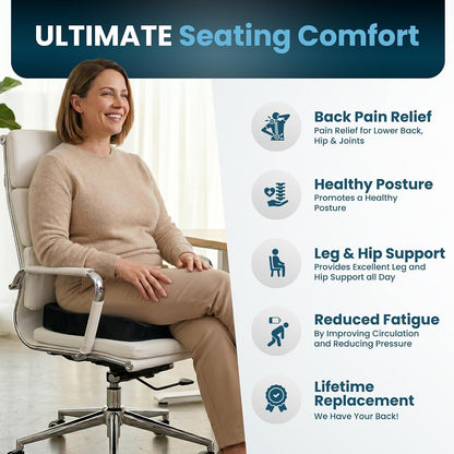 ComfiLife Doctor Recommended Seat Cushion - Premium Gel & Memory Foam Office Chair, Car Seat, Lifting Cushion - Chair Cushions for Back & Sciatica Relief - Seat Cushions for Office & Desk (Black)