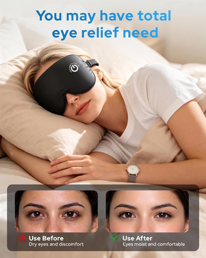 Heated Eye Mask for Dry Eyes, FSA-HSA Eligible, Cordless Rechargeable Warm Compress, 100% Mulberry Silk Removable Cover, 3 Heat Settings 95-131°F, 20-Min Auto-Off, USB-C, Stye & Sleep