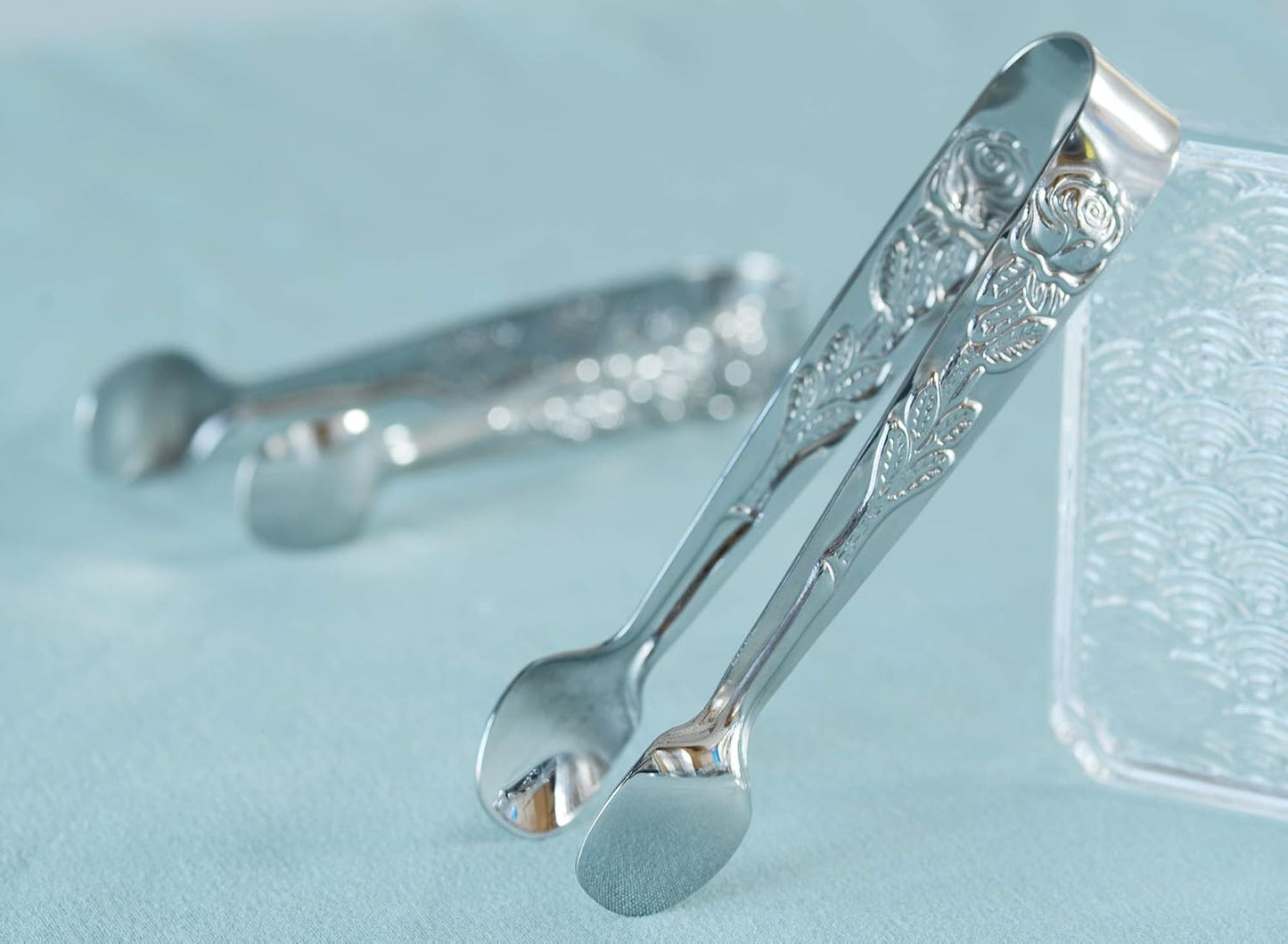 HINMAY 6PCS Mini Serving Tongs 5-Inch Small Sugar Tongs (Silver) | Tiny Stainless Steel Kitchen Tong for Appetizers, Tea Party, Coffee Bar, Desserts