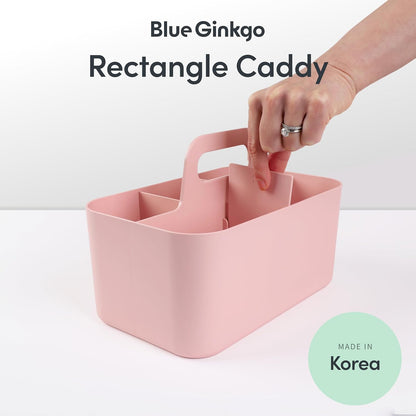 BLUE GINKGO Stackable Organizer Caddy, Rectangle, White, Made in Korea | Portable. Adjustable. Home, Office & School Storage.