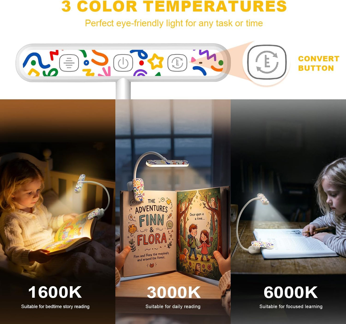 Rechargeable Kids Book Light, Cute Bookmark Reading Light for Kids, Dimmable Portable LED Book Light for Reading in Bed, Eye-Caring Bedtime Reading Lamp for Children & Travel, Brown