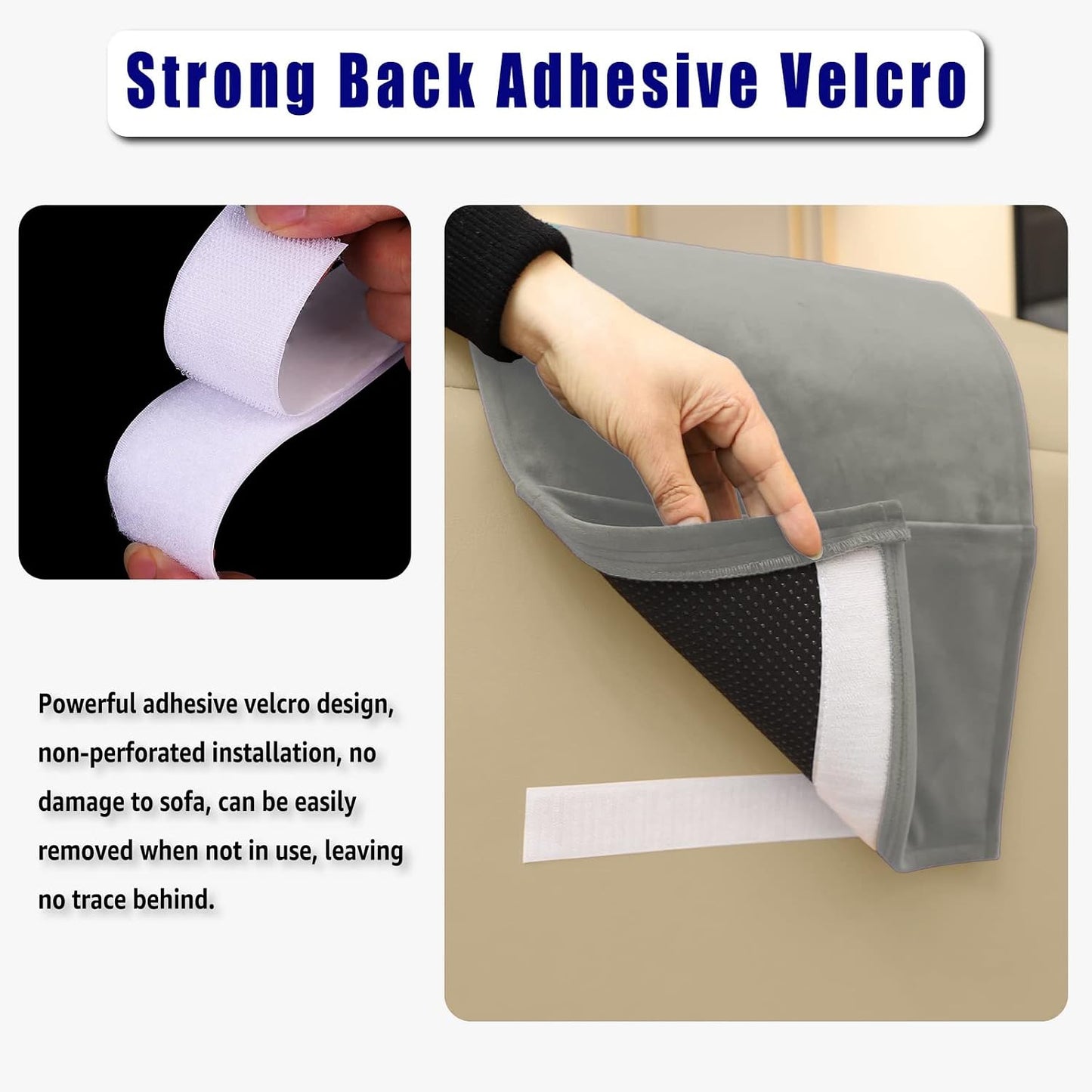 Adjustable Headrest Pillow for Recliners and Armchairs - Non-Slip Velvet Cushion for Neck Support and Pain Relief (Gray)