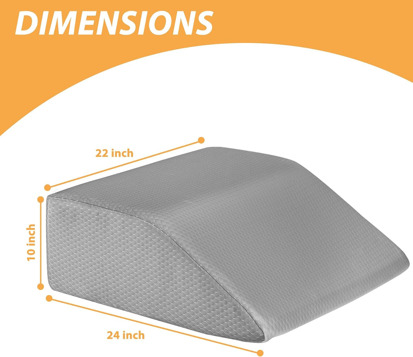 Bedluxe Leg Pillow Elevation Blood Circulation, Wedge Pillow for Legs Swelling, Leg Elevating Wedge Pillow for After Surgery, Foot Knee Pillow for Leg Rest, Sleeping, Memory Foam Top, 8in, White/Grey