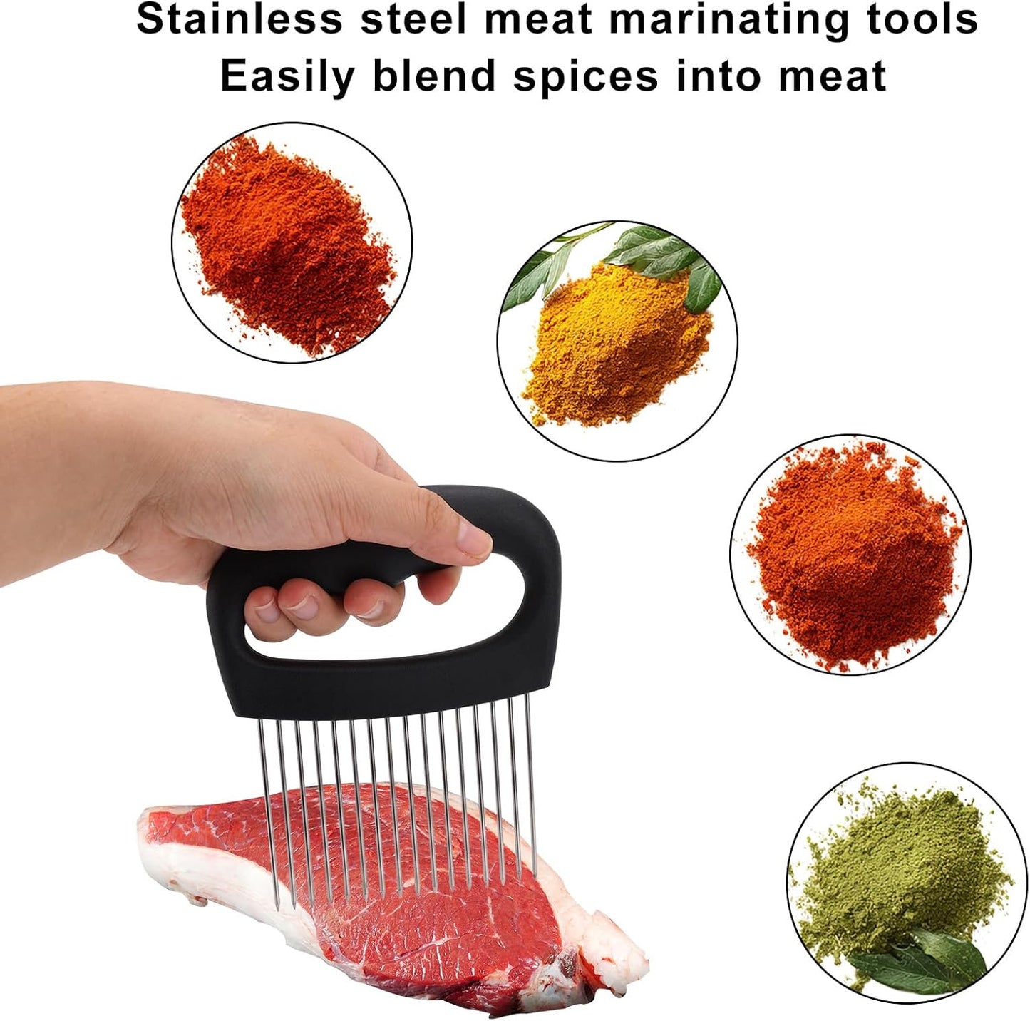 Onion Holder for Slicing, Extra-Large Stainless Steel Tomato and Potato Slicer with 16 Long Needles Versatile Food Slice Holder Home Kitchen Tool for Meat Onion Tomato Potato